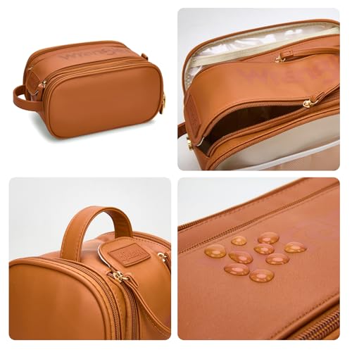 Wrangler Large Makeup Bag Travel Toiletry Bag Portable Cosmetic Bag - color: Brown