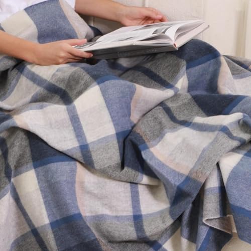 Soft Pure Wool Throw Blanket, Lightweight Warmth, Blue, 55"x83", - color: Ocean Cloud, size: Standard (1.5 lbs)