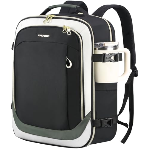 KROSER Laptop Backpack Computer Backpack 17 Inch Men-Beige/Black/Army Green - color: Beige/Black/Army Green