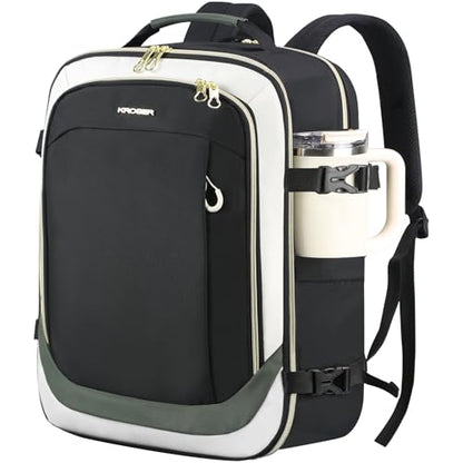 KROSER Laptop Backpack Computer Backpack 17 Inch Men-Beige/Black/Army Green - color: Beige/Black/Army Green