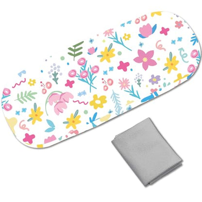 CREATCABIN Cute Eyeglasses Case Hard Shell PU Leather Glasses Case Portable Sunglasses Holder Spectacle Storage Protective Co - style: Colorful Flowers