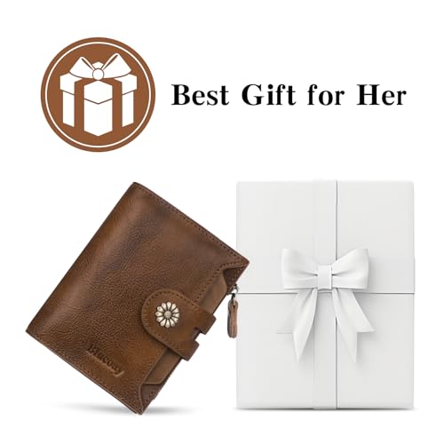 Wallet Women,RFID Blocking Leather Womens Wallet Bifold Compact Card Holder Small Wallet for Women with Removable ID Window Darkbrown - color: a3-darkbrown