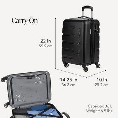 SwissGear 7366 Signature Hardside Expandable Luggage with Spinner Wheels, TSA Lock, Cup-Holder, Black, 2-Piece Set (19/27) - color: Black, size: 2-Piece Set (19/27)