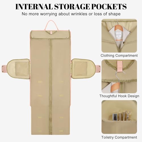 Geestock 2-in-1 Convertible Garment Bags for Travel with Shoe Pouch, Pink - color: Pink
