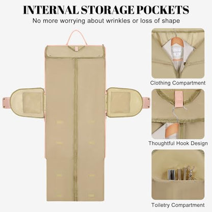 Geestock 2-in-1 Convertible Garment Bags for Travel with Shoe Pouch, Pink - color: Pink