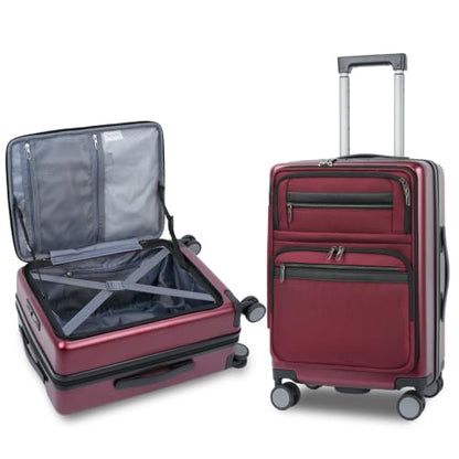 VANKEAN 20 Inch Expandable Hardshell Spinner TSA USB Port Carry-On Approved - color: Burgundy