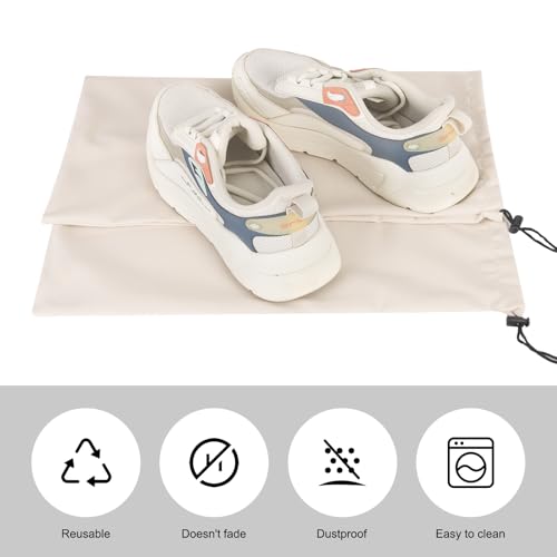 8 Pcs Single Shoe Bags for Travel with Drawstring,18"X9",Beige - color: Beige