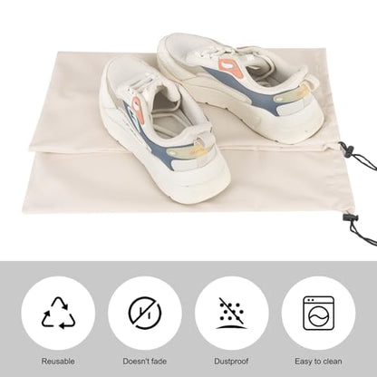 8 Pcs Single Shoe Bags for Travel with Drawstring,18"X9",Beige - color: Beige