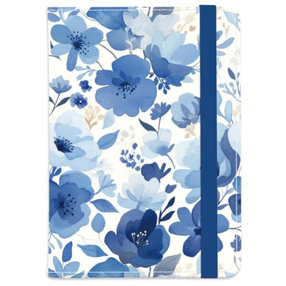 Serene Blue Watercolour Passport Holder for Travel, 5.9" x 4.3" - color: Blue Flower