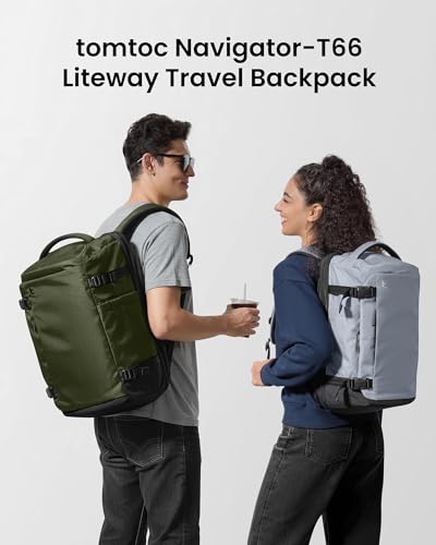 tomtoc Travel Backpack 28L,TSA Personal Item Bag Flight Approved,PFAS Free - color: Green-ripstop, size: 28L