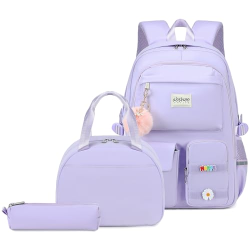 abshoo School Backpack for Girls Teen Elementary Middle High School Bookbag - color: Purple
