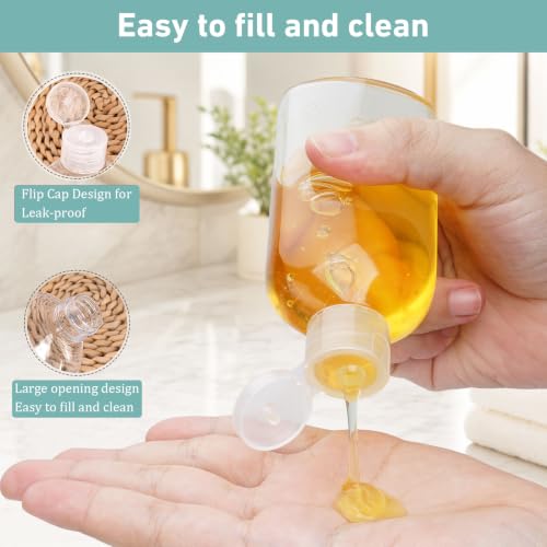 Travel Bottles for Toiletries 6 PCS 3.4oz Plastic Bottles Blank - color: Blank Clear