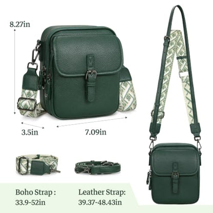 Leather Crossbody Bag for Women Small Anti Theft Messenger Purse - color: Green