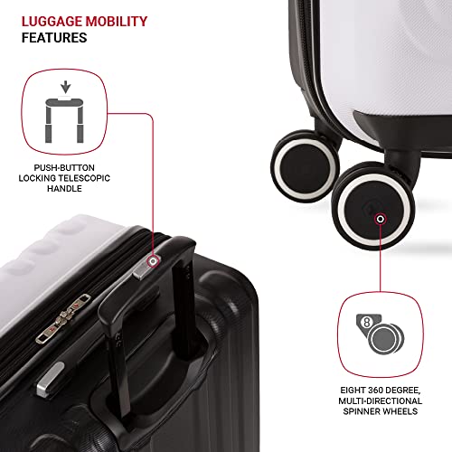 SwissGear 8028 Hardside Expandable Spinner Luggage, Black/White, Checked-Medium 24-Inch - color: Black/White, size: Checked-Medium 24-Inch