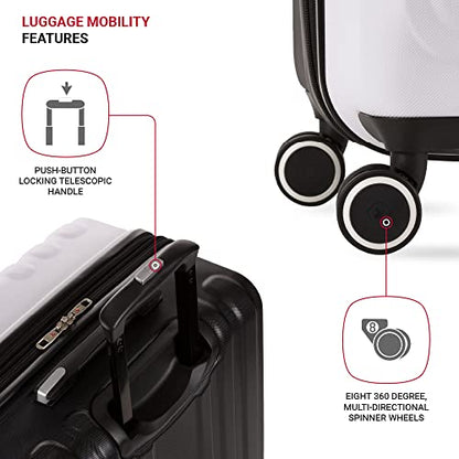 SwissGear 8028 Hardside Expandable Spinner Luggage, Black/White, Checked-Medium 24-Inch - color: Black/White, size: Checked-Medium 24-Inch