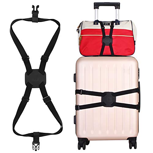 Bag Bungee, Luggage Straps Suitcase Adjustable Belt Travel Accessories - color: L-black