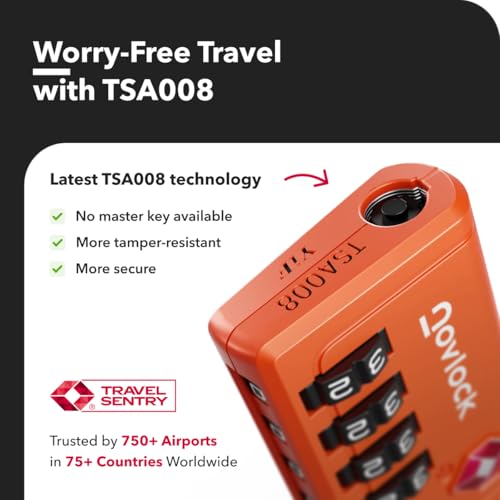 TSA 4-다이얼 케이블 잠금 장치, 오픈 알림 포함, 주황색., 모던. - color: 주황색., size: 1