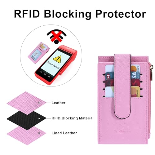 Chelmon Women's RFID Slim Card Holder Wallet - color: Pink