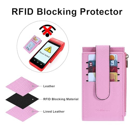 Chelmon Women's RFID Slim Card Holder Wallet - color: Pink