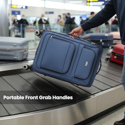 Softside Luggage Sets 3 Piece w/Front Pockets,Expandable - color: Blue, size: 3-Piece Set (20"/26"/30'')