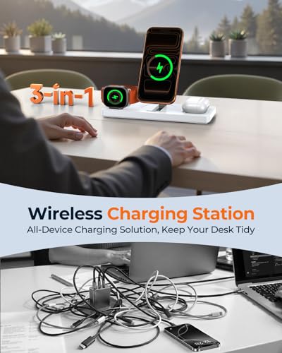 Foldable 3-in-1 Wireless Charging Station for Apple Magsafe Charger Stand