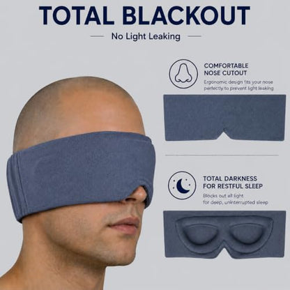 ALASKA BEAR Sleep Eye Mask for Back and Side Sleepers, Women Men, Blue - color: A4 Heather Blue
