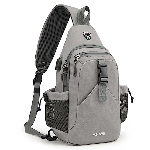 G4Free Canvas Crossbody Sling Bag with RFID Blocking for Women Men - color: Grey