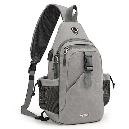 G4Free Canvas Crossbody Sling Bag with RFID Blocking for Women Men - color: Grey