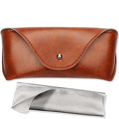 LogHog Portable Leather Glasses Case,Flexible Sunglasses Pouch Slim Case for Women Men Horizontal Eyeglass Case - color: Brown