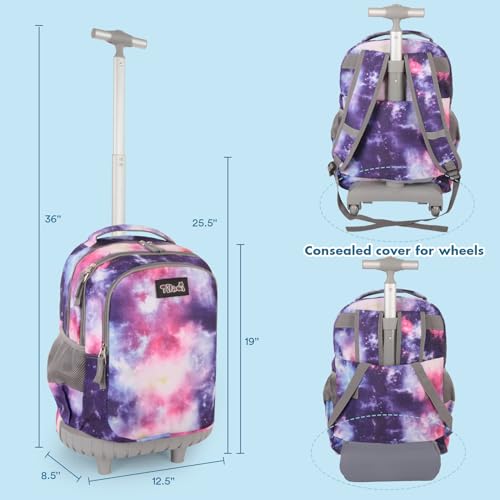 Tilami Rolling Backpack for Boys and Girls,Galaxy Purple - color: Galaxy Purple