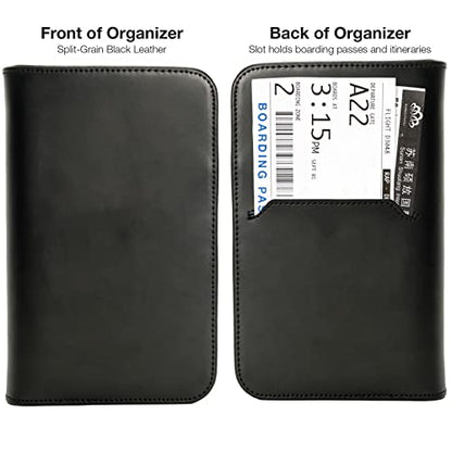 Excello Global Products Leather Travel Wallet & Passport Holder, Black Split Grain Leather - color: Black (Split Grain)