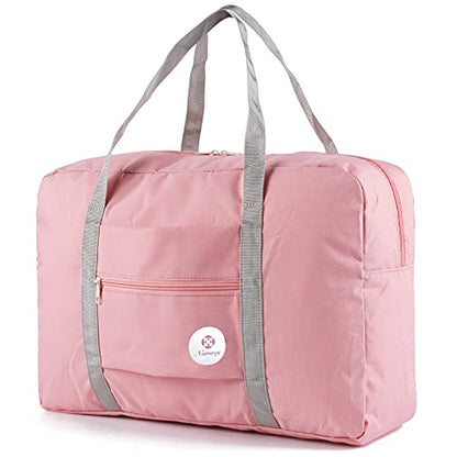 Narway Personal Item Travel Bag, Foldable Carry on Duffle Bag for Women Men - color: AB-Pink