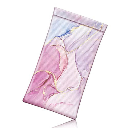 FINTIE Soft Eyeglasses Case with Cleaning Cloth, Squeeze Top Glasses Pouch - color: Glittering Marble