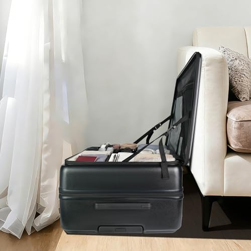 Checked Luggage with Spinner wheels, 24 inch luggage, Medium Suitcases with Wheels,Hard Shell Top-open Design Expandable Luggage - color: Black, size: 24 inch