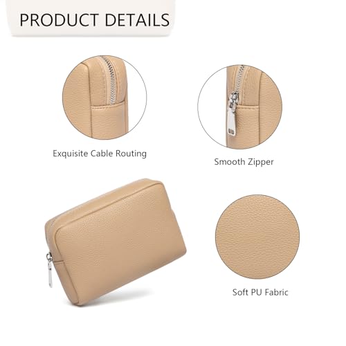 Makeup Bag for Purse Travel Cosmetic Bag (PU Sandy) - color: Sandy