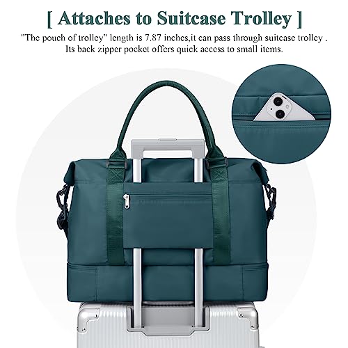 Travel Duffel Bag with Shoes Compartment, Weekender Bags for Women - color: A-Peacock Blue, size: Medium