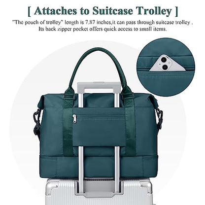 Travel Duffel Bag with Shoes Compartment, Weekender Bags for Women - color: A-Peacock Blue, size: Medium