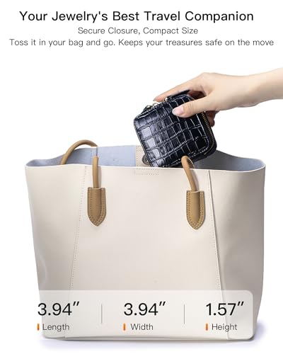 Portable Travel Jewelry Organizer for Rings Earrings Necklaces Bracelets - color: Brown