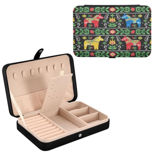 senya Leather Jewelry Box Ethnic Swedish Dala Horse Ring Storage - color: Horse 1