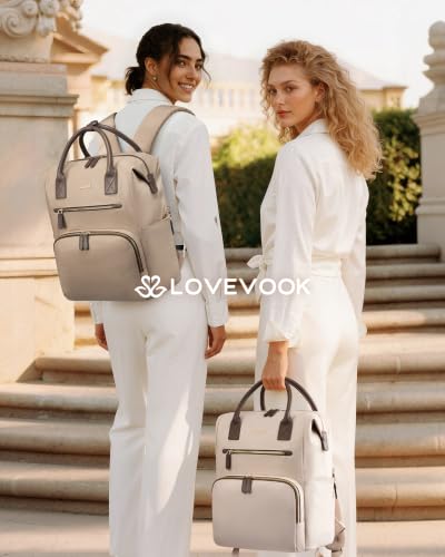LOVEVOOK 여성용 노트북 백팩, XL 컵 포켓, 직장 여행 대학 - color: 카키 체스트넛, size: 16.2 Inch