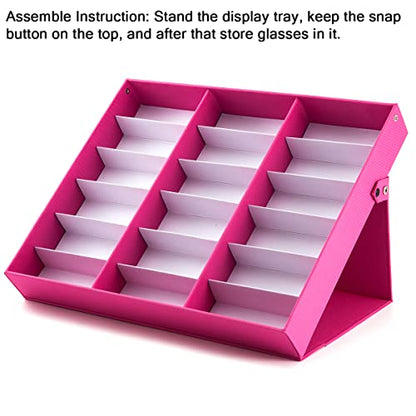 TRIUMPH VISION Sunglasses Organizer Storage Eyeglass Box Glasses Case Tray - color: Pink