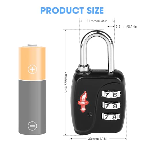Safe Skies 3-Digit TSA Lock 4-Pack Black – Easy Set for Luggage - color: 4 PACK BLACK