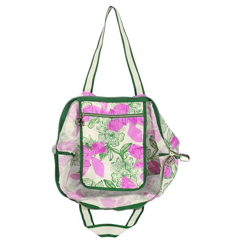Lilly Pulitzer Large Packable Tote, Reusable Grocery Bag that Packs Into Itself, Tote with Shoulder Strap and Zipper