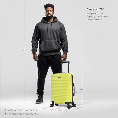 InUSA DEEP Luggage with GEL Handle | Spacious Traveling Suitcases, Travel Suitcase with Dual Spinner Wheels and Studs | 20 Inch Carry On Hardside Luggage | Green - color: Green, size: 20 Inch