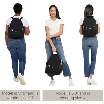 Baggallini Womens All Day Backpack With RFID Phone Wristlet, Black Faux Shearling - color: Black Faux Shearling