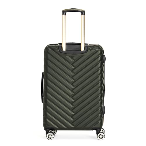 Kenneth Cole REACTION Madison Square Lightweight Hardside Chevron Expandable Spinner Luggage, Olive, 24-Inch Checked - color: Olive, size: 24-Inch Checked