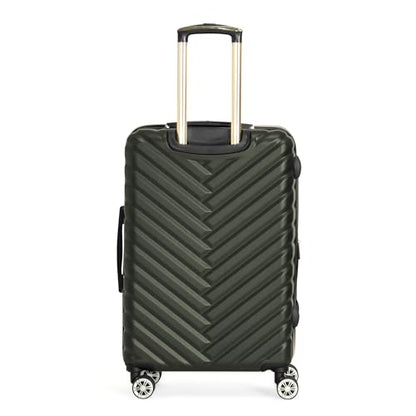 Kenneth Cole REACTION Madison Square Lightweight Hardside Chevron Expandable Spinner Luggage, Olive, 24-Inch Checked - color: Olive, size: 24-Inch Checked