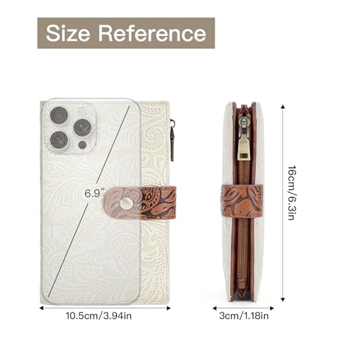 GOIACII Women's Wallet RFID Blocking Leather Trifold Credit Card Holder - color: B02 White & Brown