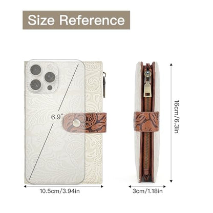 GOIACII Women's Wallet RFID Blocking Leather Trifold Credit Card Holder - color: B02 White & Brown