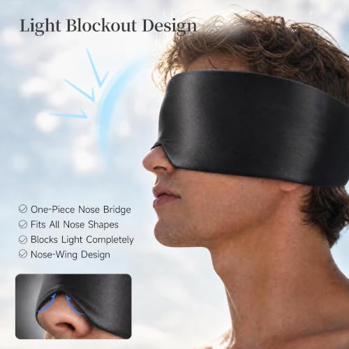 Silk Sleep Mask – 100% Mulberry Silk Eye Mask for Sleeping - color: Silk Black